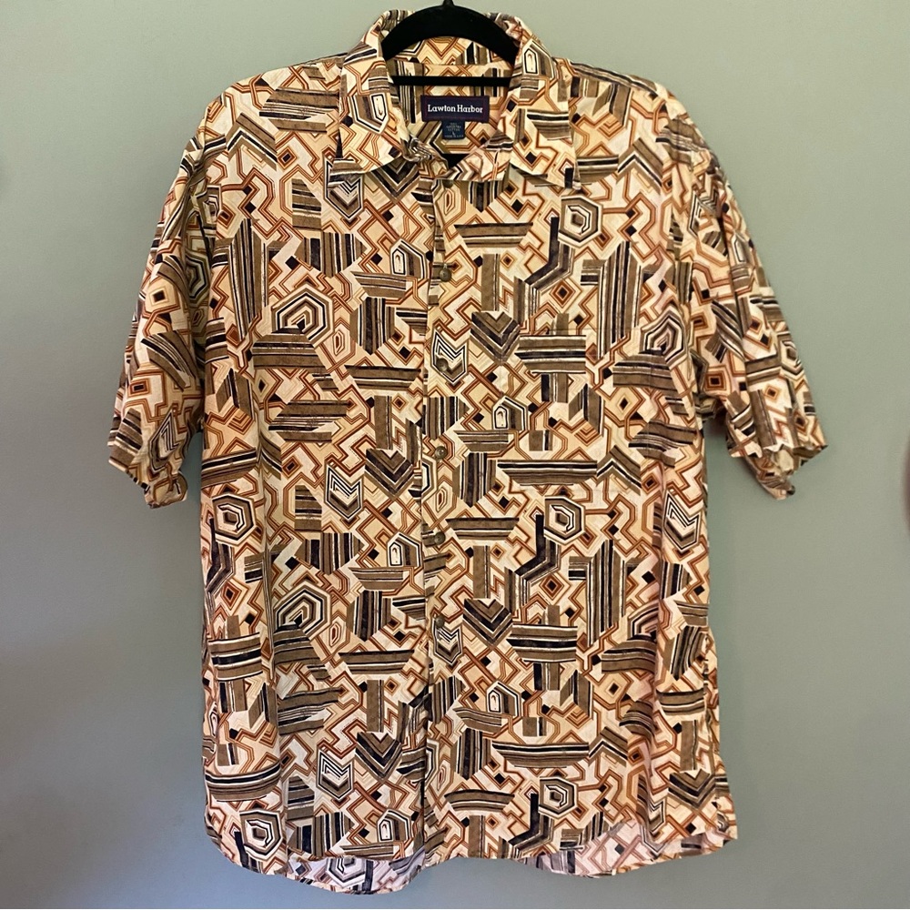 Vintage Lawton Harbor short sleeve button up. mens Large Hawaiian shirt.